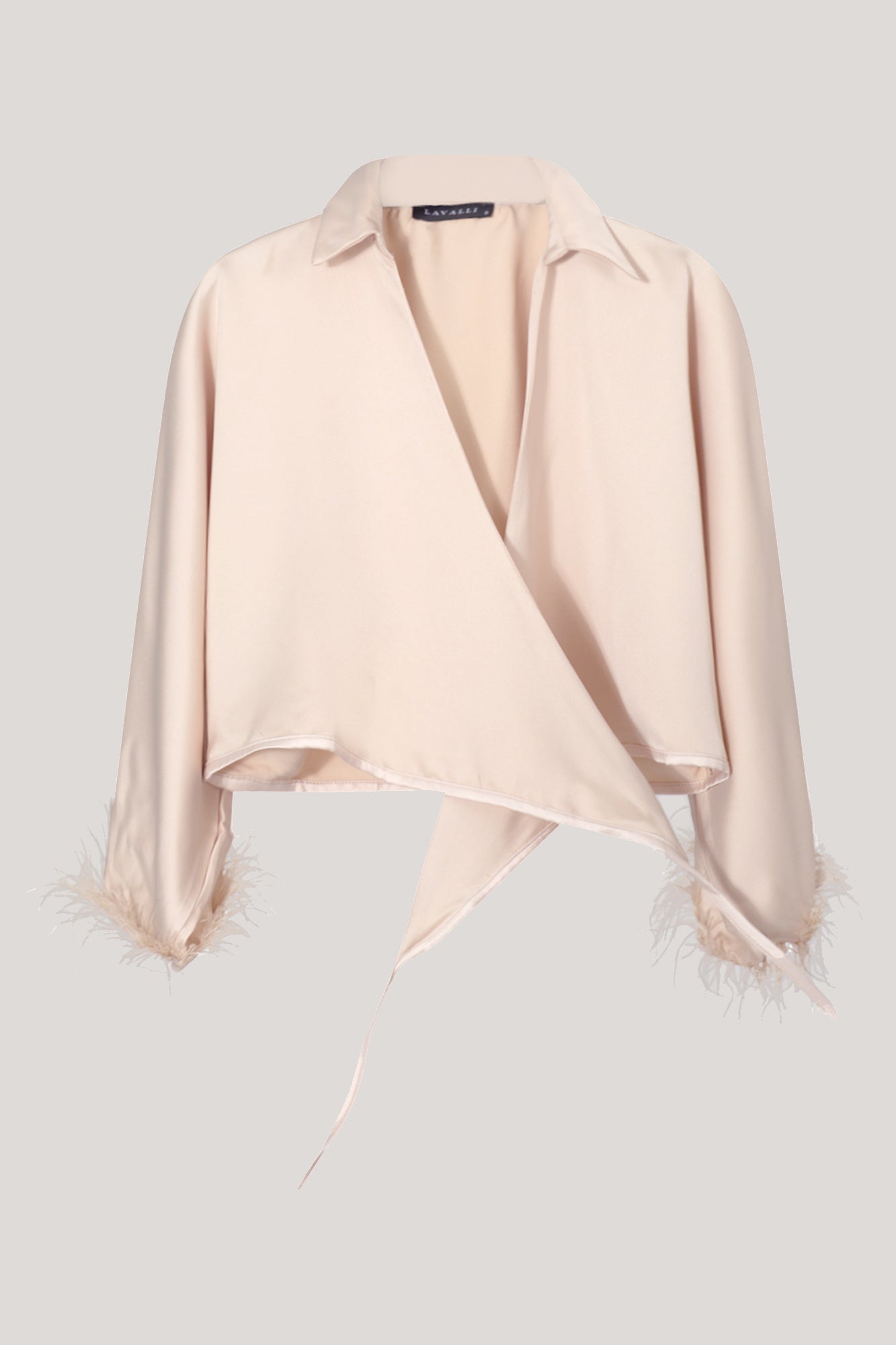 Wrap Around Shirt with Feather Detail