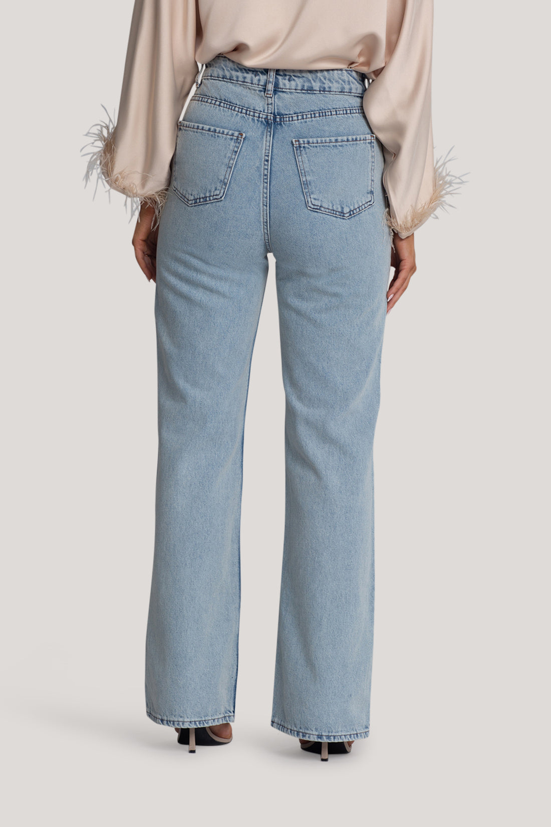 Straight Leg Jeans with Cut Detail